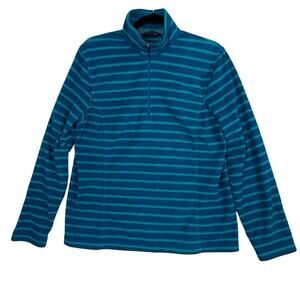 Lands' End Blue Stripe Fleece Pullover Size Large